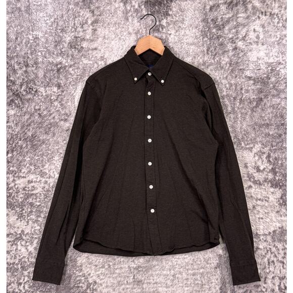 Proper Cloth Shirt Medium Mens Green Pique Long Sleeve Slim Button Down - Picture 1 of 7